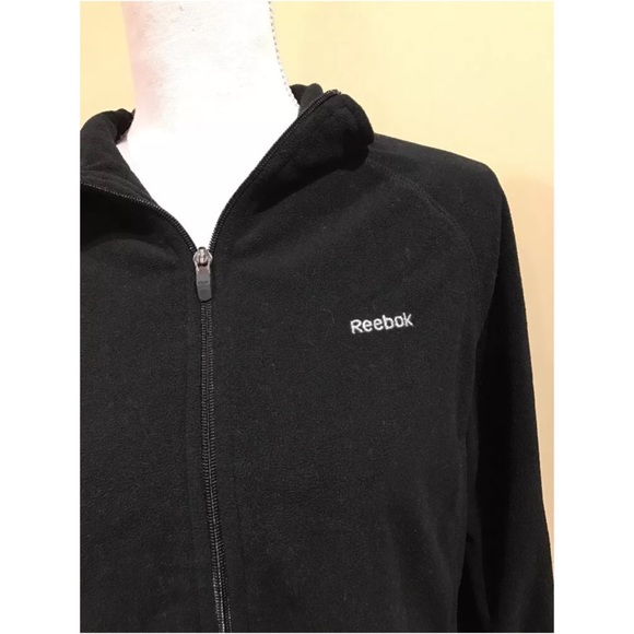 Reebok Womens Fleece Jacket Black Zip Up Size L - Picture 2 of 5